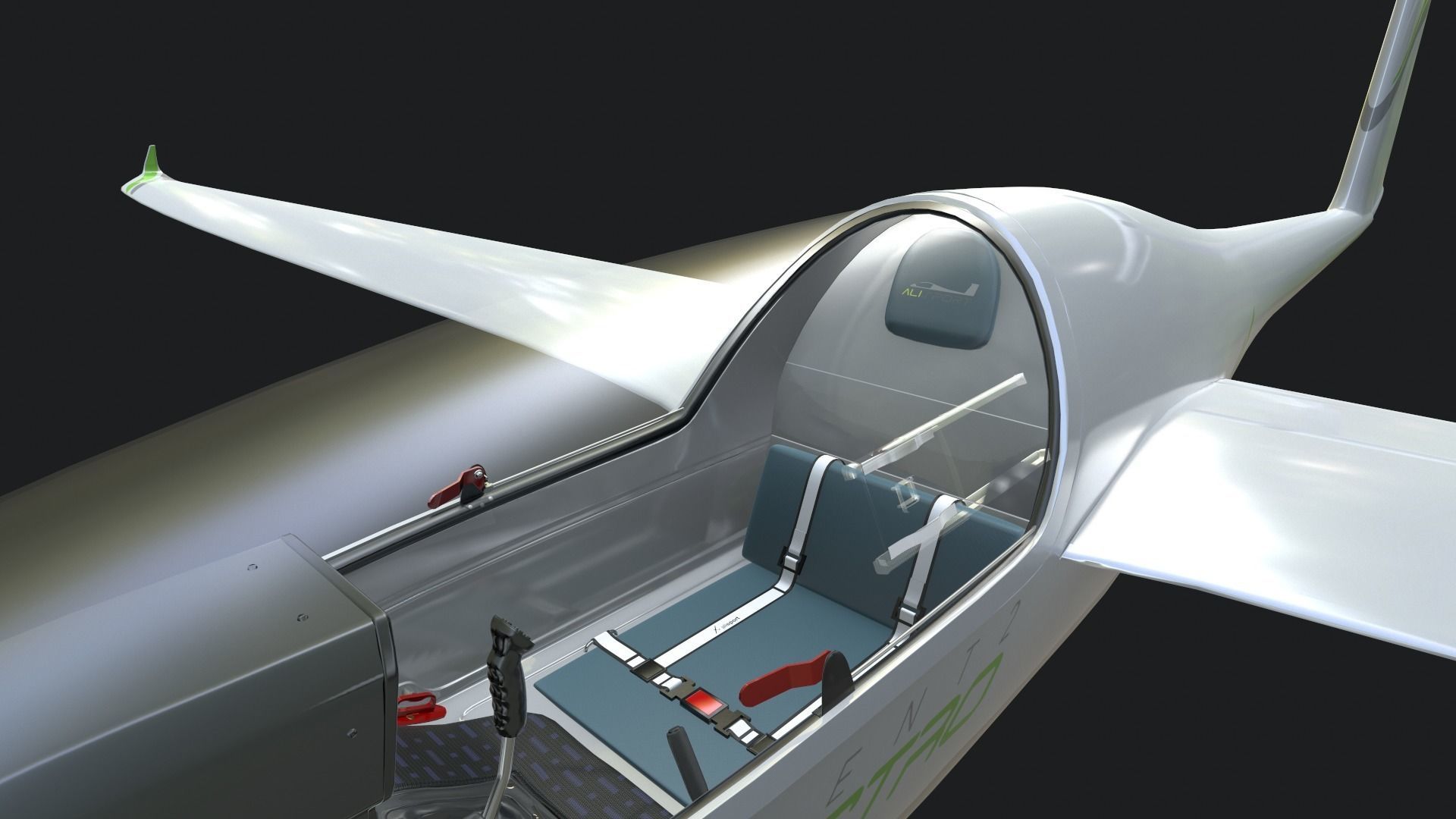 Alisport - Silent 2 electro - sailplane - glider - Game - Low-poly 3D model_5