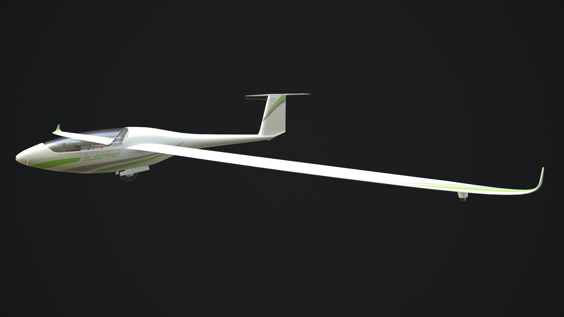 Alisport - Silent 2 electro - sailplane - glider - Game - Low-poly 3D model_1