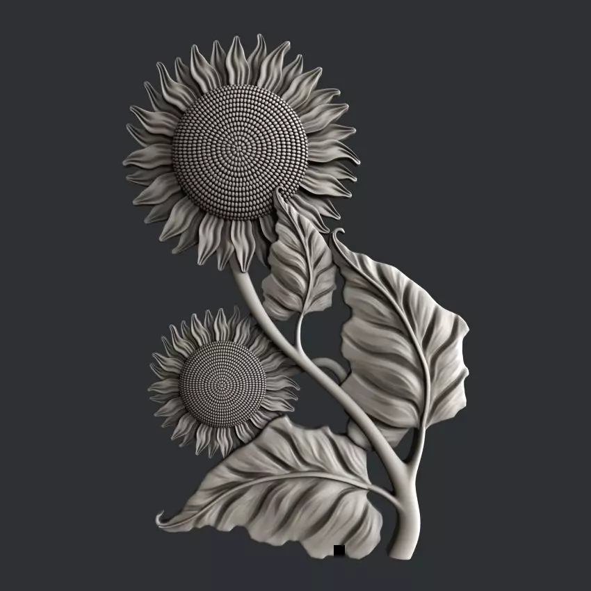 3d STL models for CNC router sunflower 3D model_0