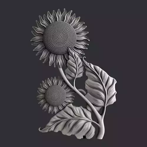 3d STL models for CNC router sunflower 3D model