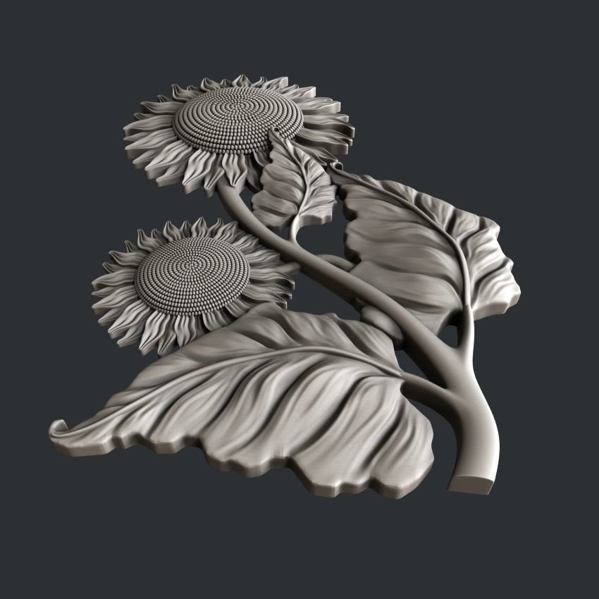 3d STL models for CNC router sunflower 3D model_3