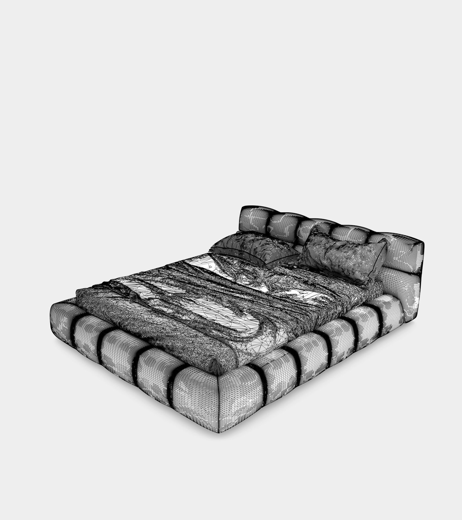 Modern leather bed 3D model_3