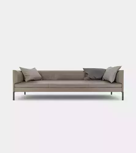 Leather couch with cushions 3D model