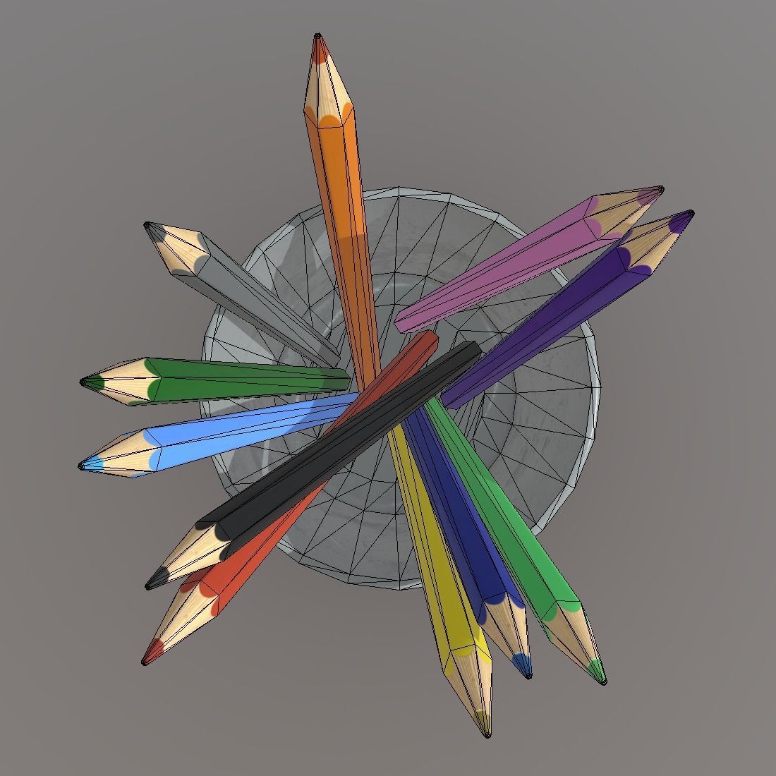 Pencil Holder Low-poly 3D model_11