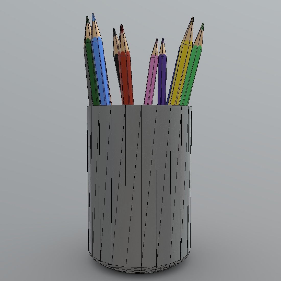 Pencil Holder Low-poly 3D model_10