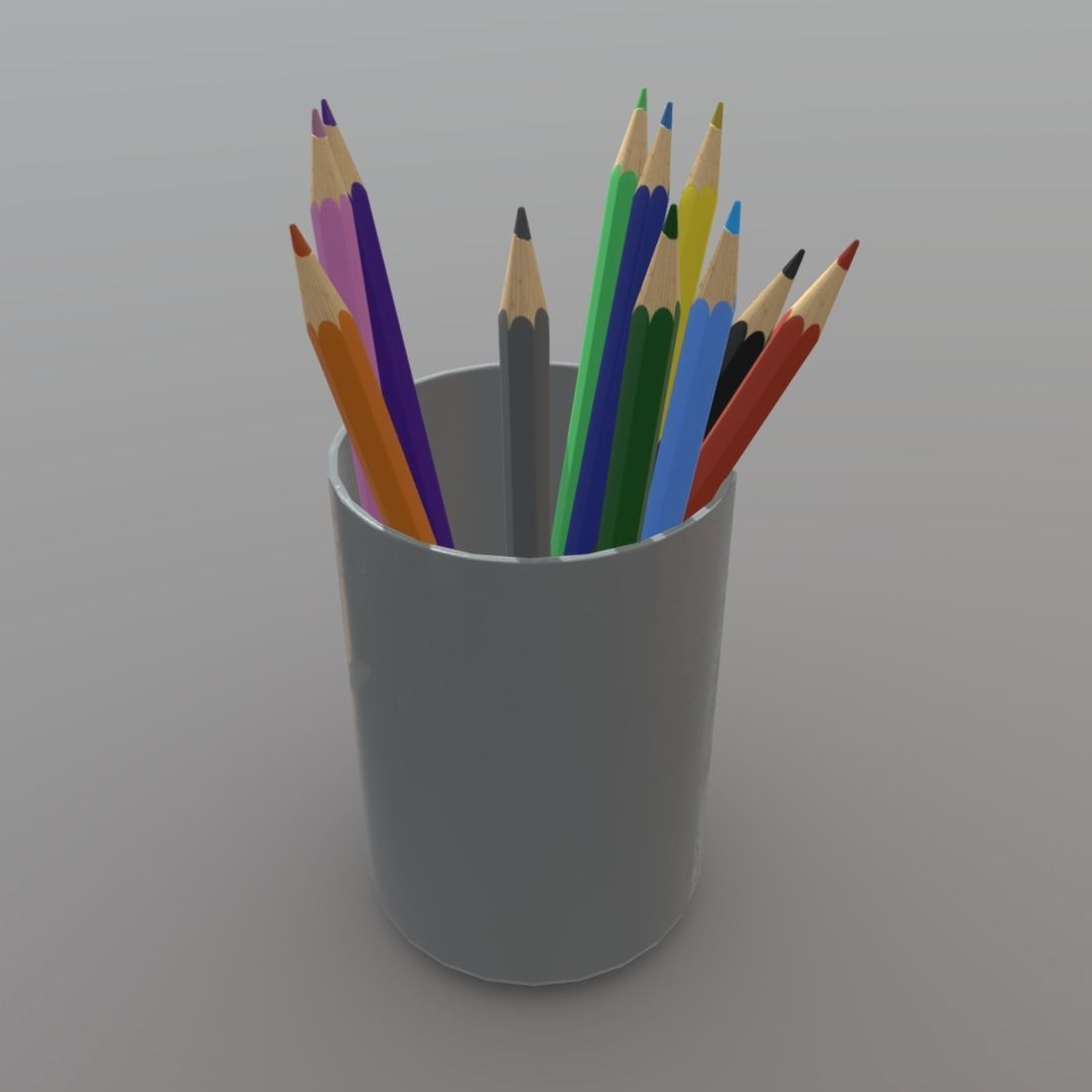 Pencil Holder Low-poly 3D model_3