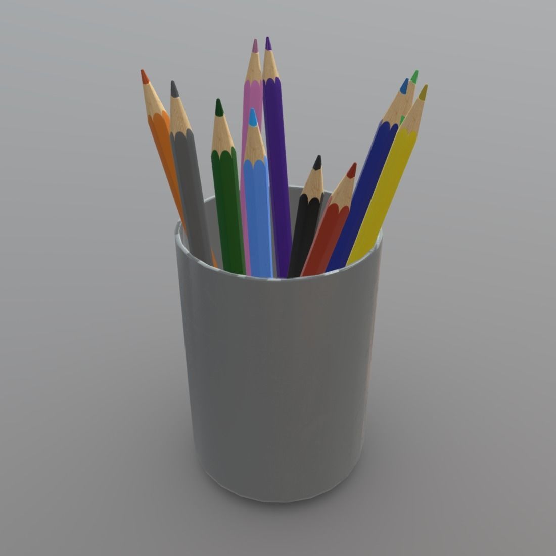 Pencil Holder Low-poly 3D model_4