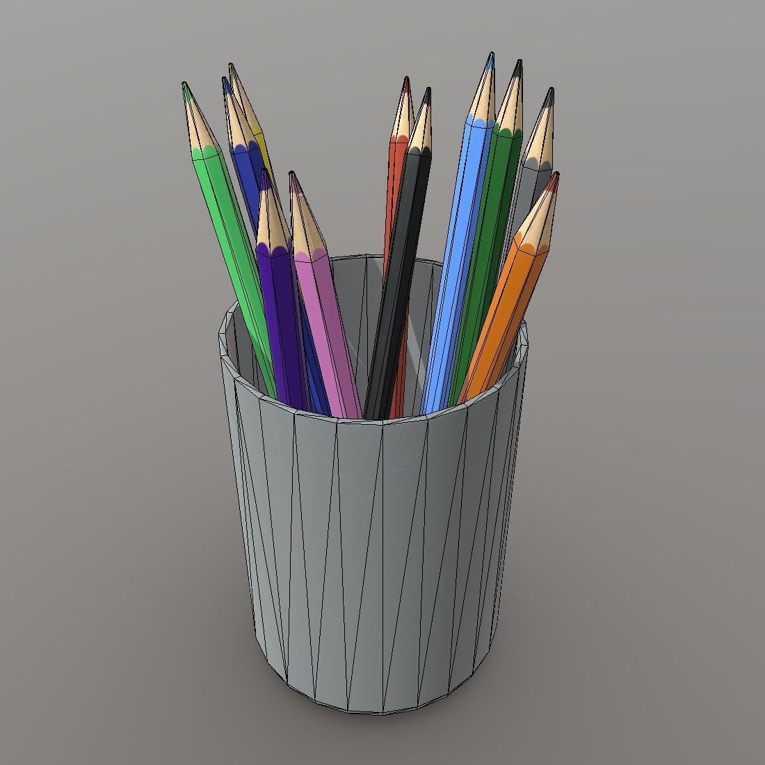 Pencil Holder Low-poly 3D model_1