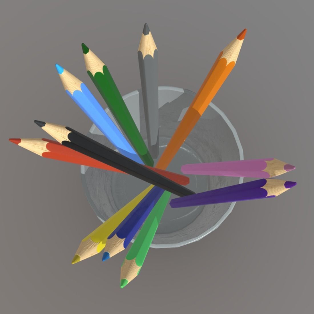 Pencil Holder Low-poly 3D model_5