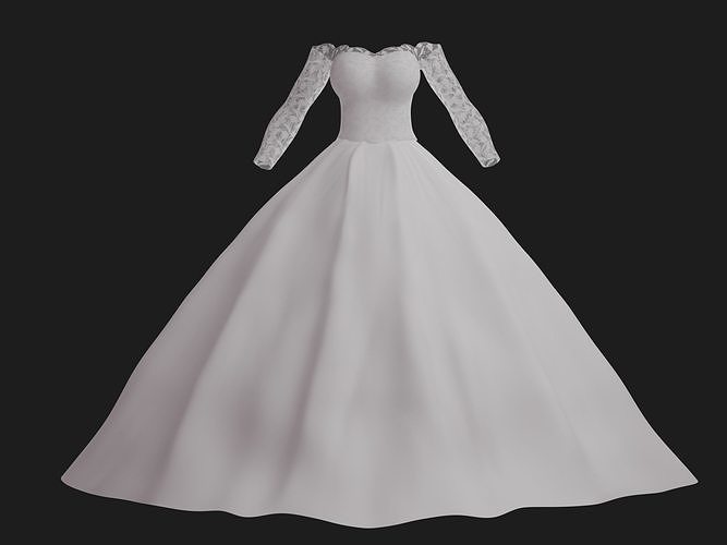 Weding dress V2 Low-poly 3D model