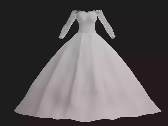 Weding dress V2 Low-poly 3D model