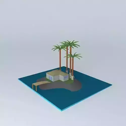 island 2 with palm trees and house