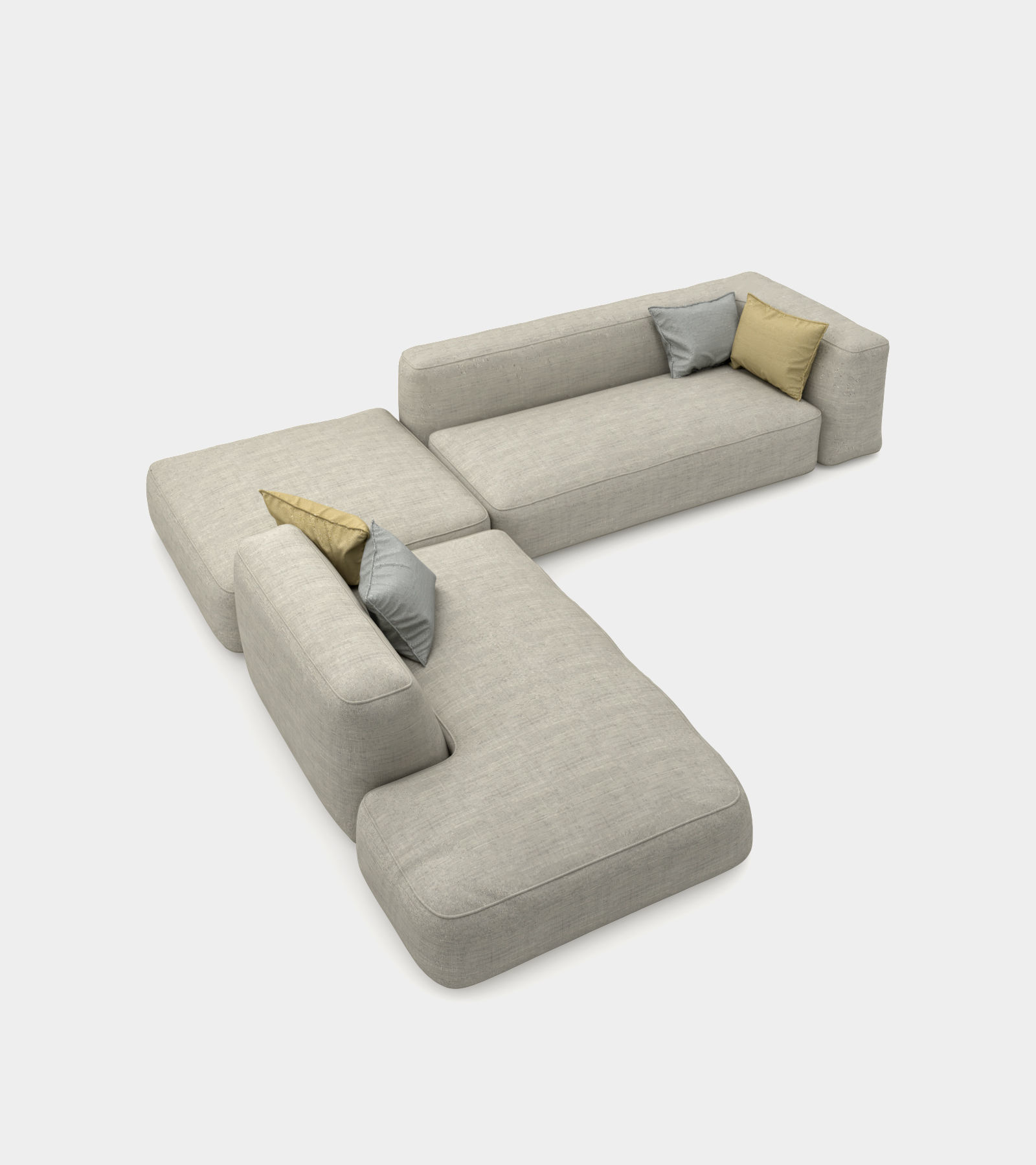 Cozy couch with round edges 3D model_1