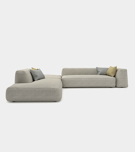 Cozy couch with round edges 3D model