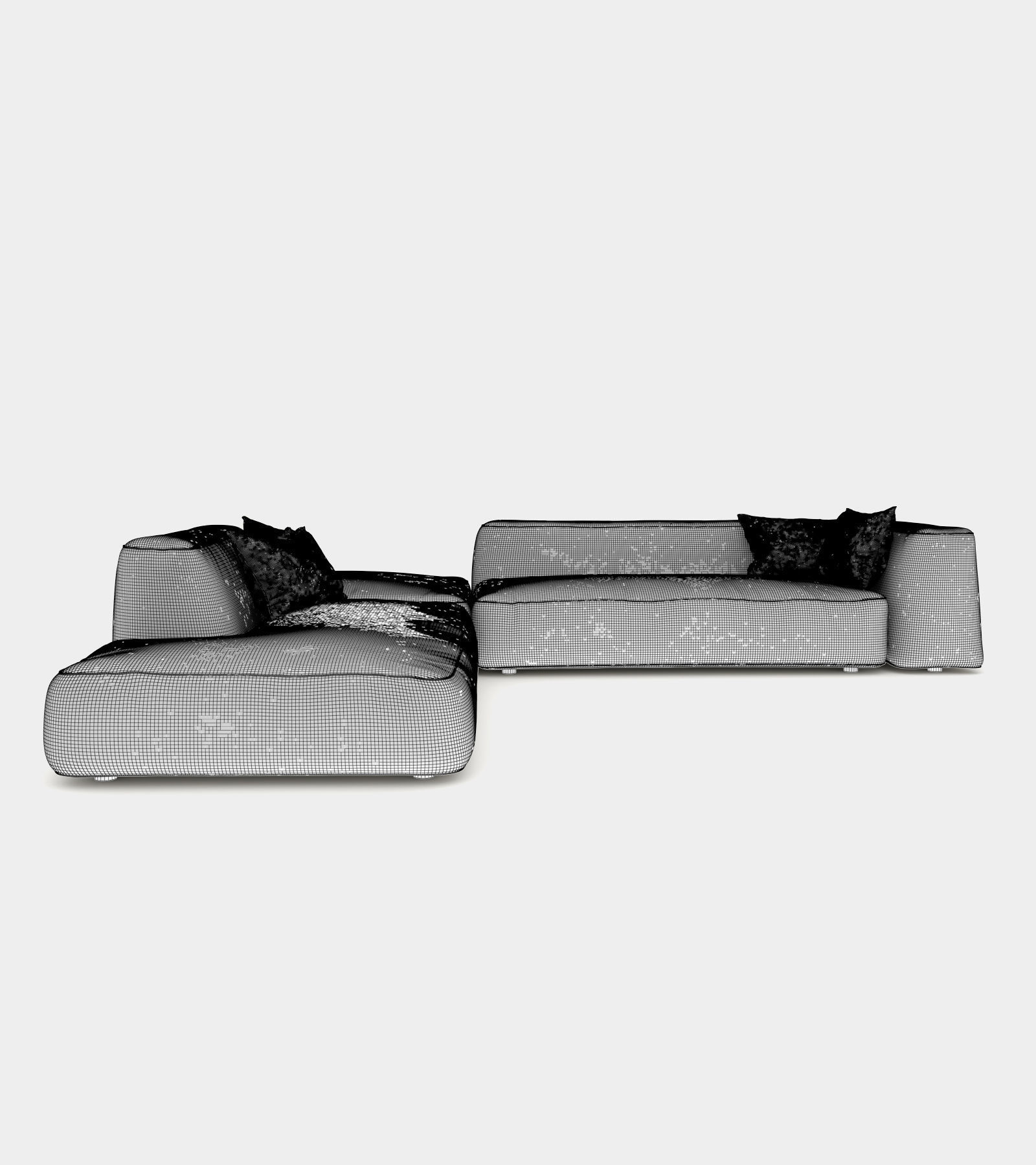 Cozy couch with round edges 3D model_2