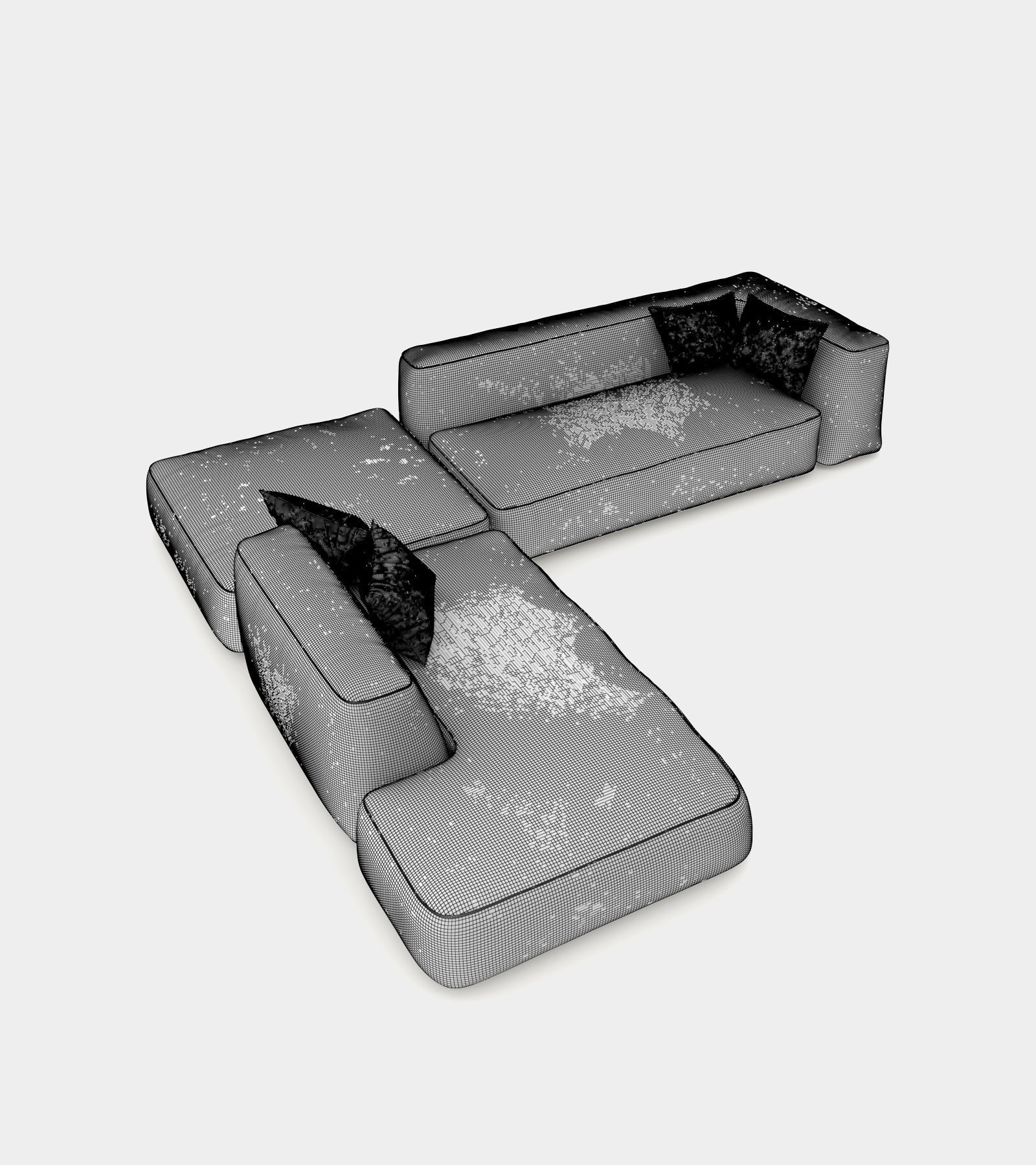 Cozy couch with round edges 3D model_3