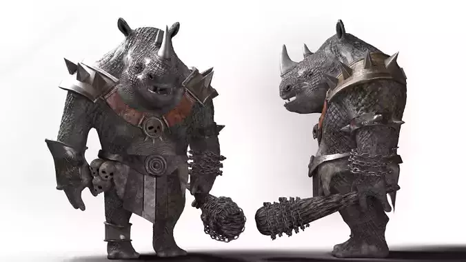 3D rhino warrior game character