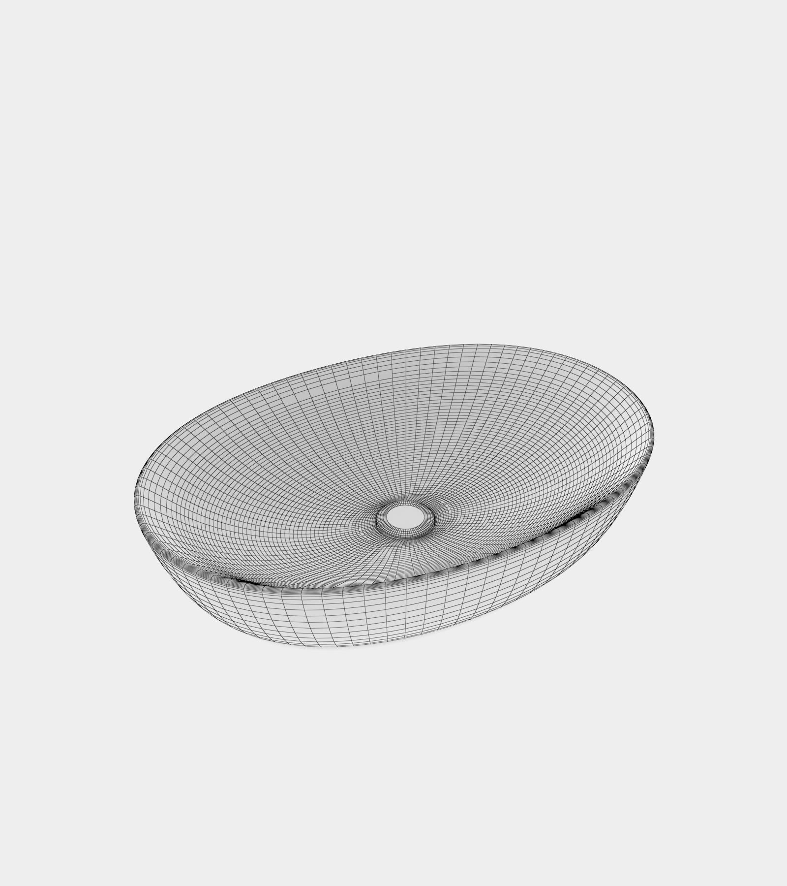 White wash basin with a round shape 3D model_2