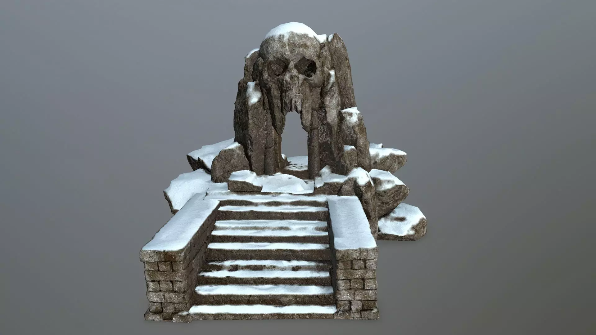 snow skull cave  Low-poly 3D model_0