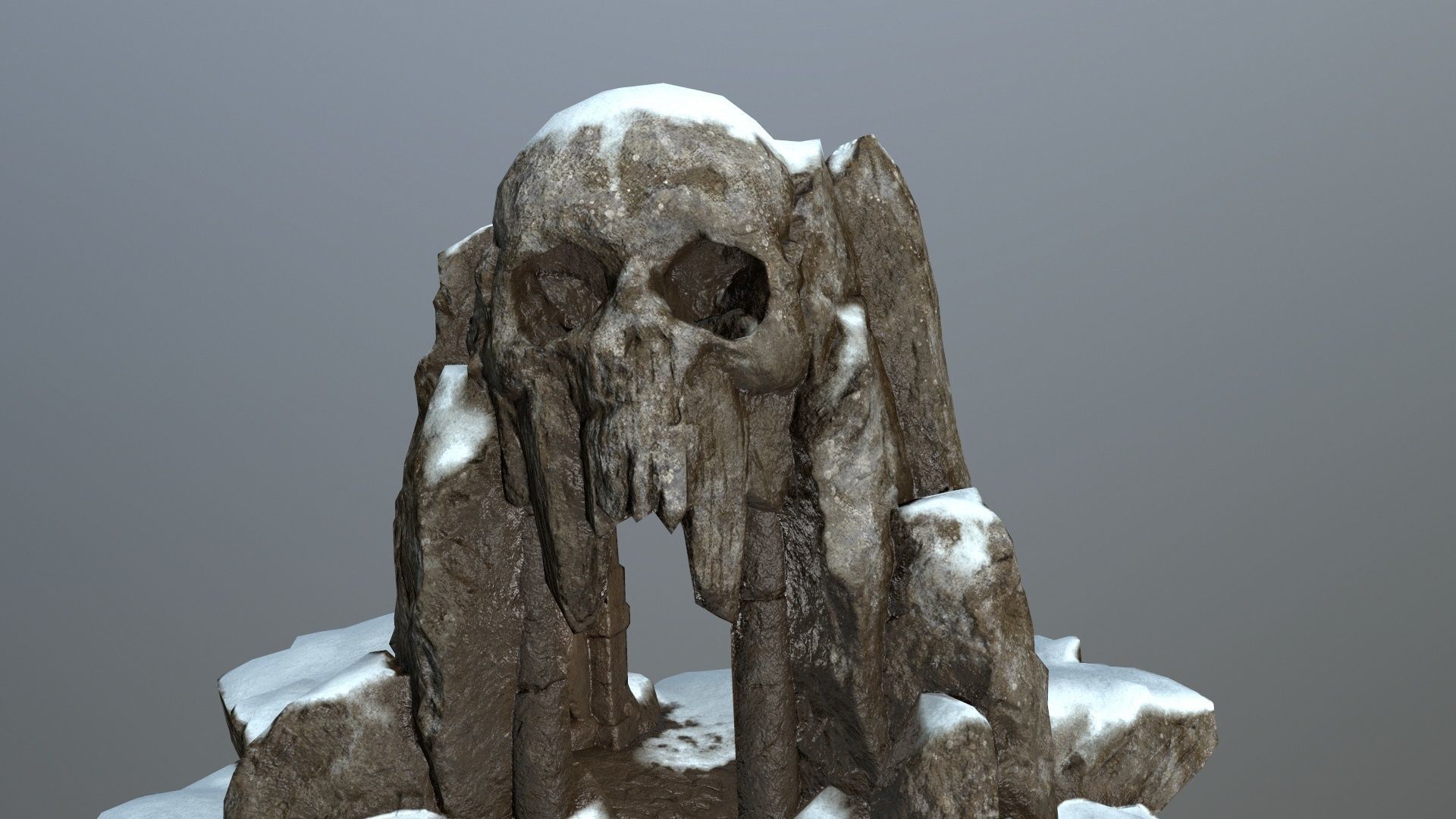 snow skull cave  Low-poly 3D model_10