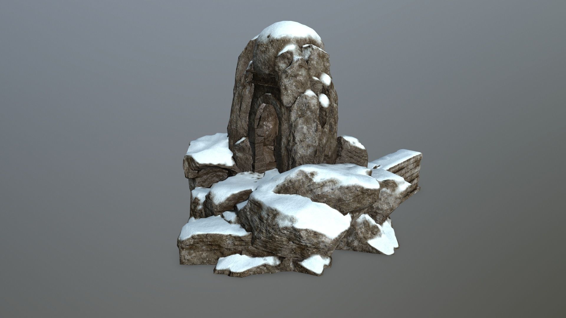 snow skull cave  Low-poly 3D model_4