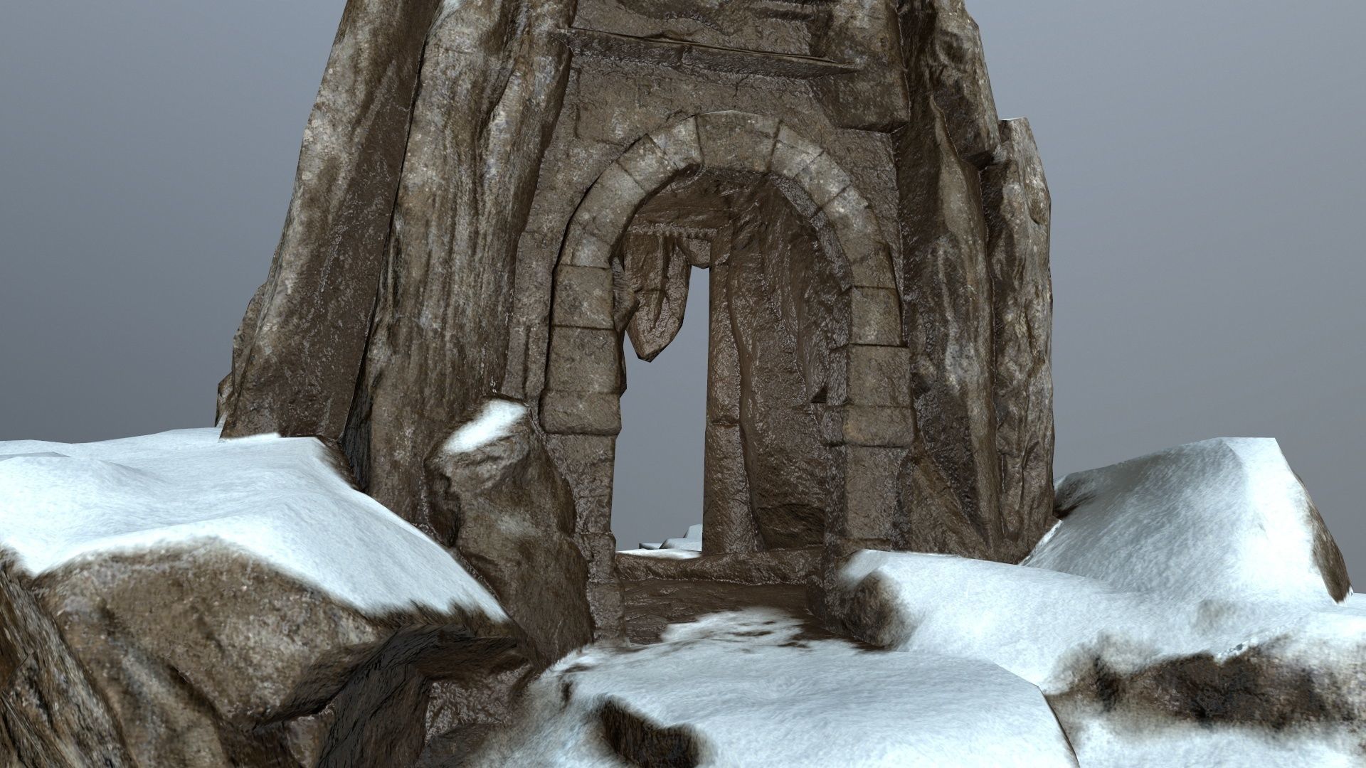 snow skull cave  Low-poly 3D model_13