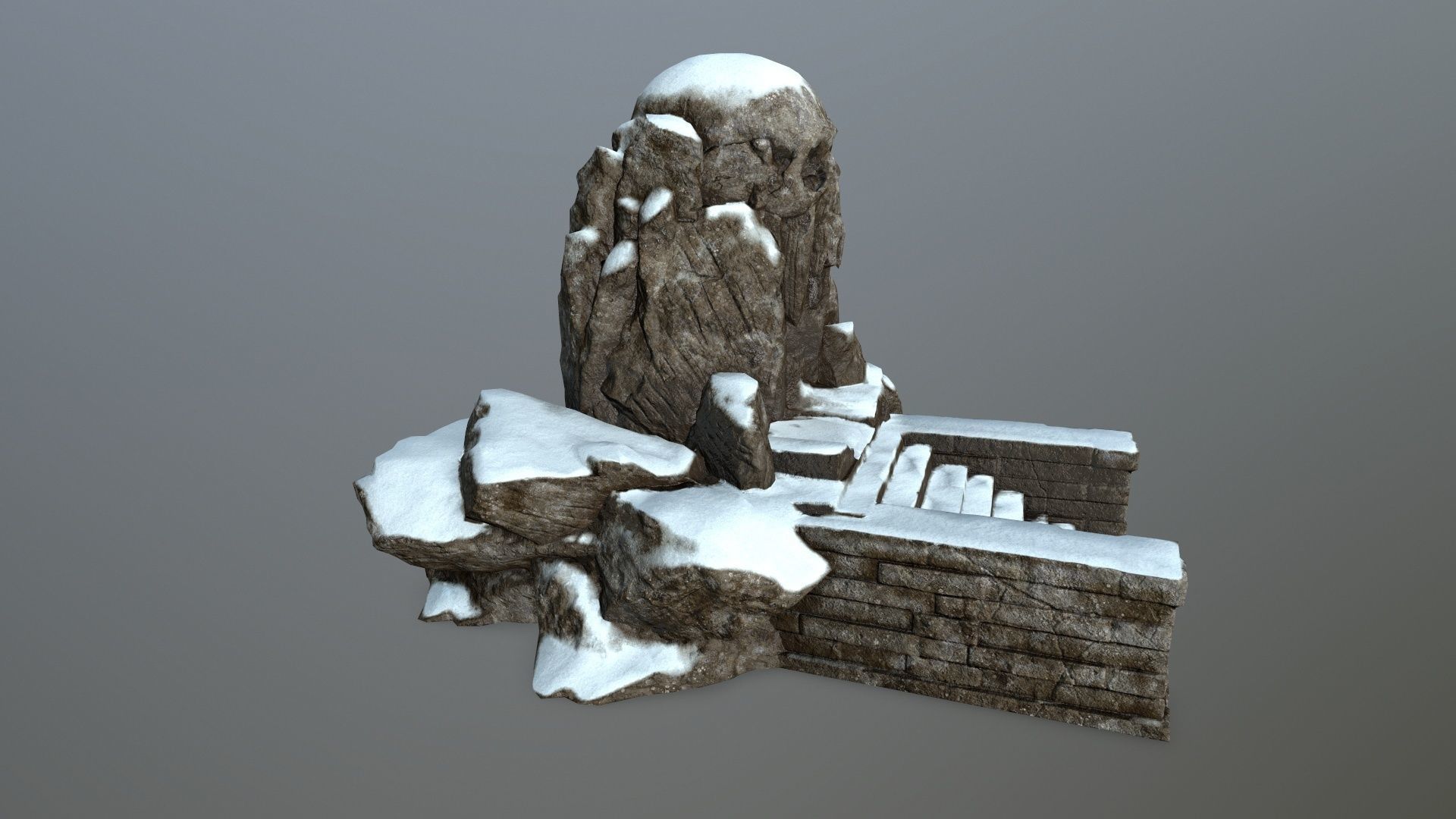 snow skull cave  Low-poly 3D model_2