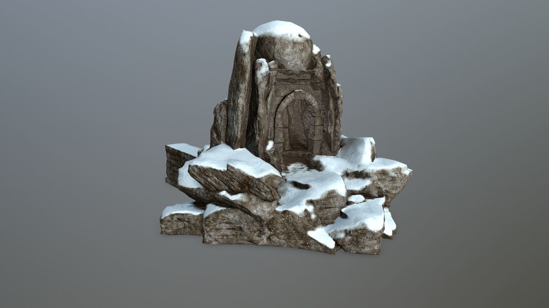 snow skull cave  Low-poly 3D model_6