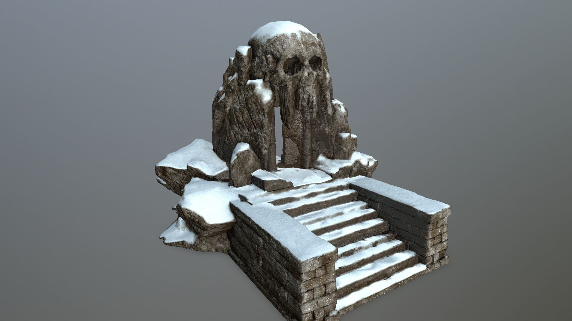 snow skull cave  Low-poly 3D model_1