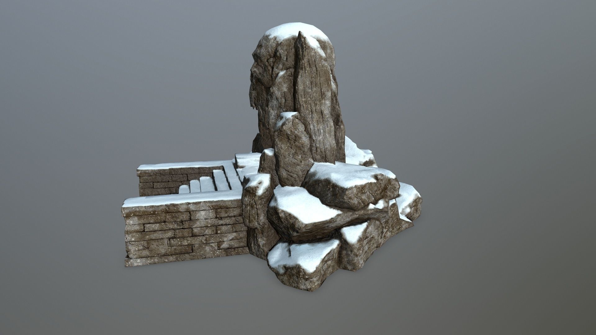 snow skull cave  Low-poly 3D model_7