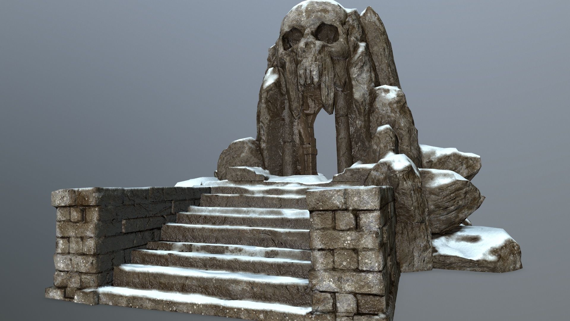 snow skull cave  Low-poly 3D model_15