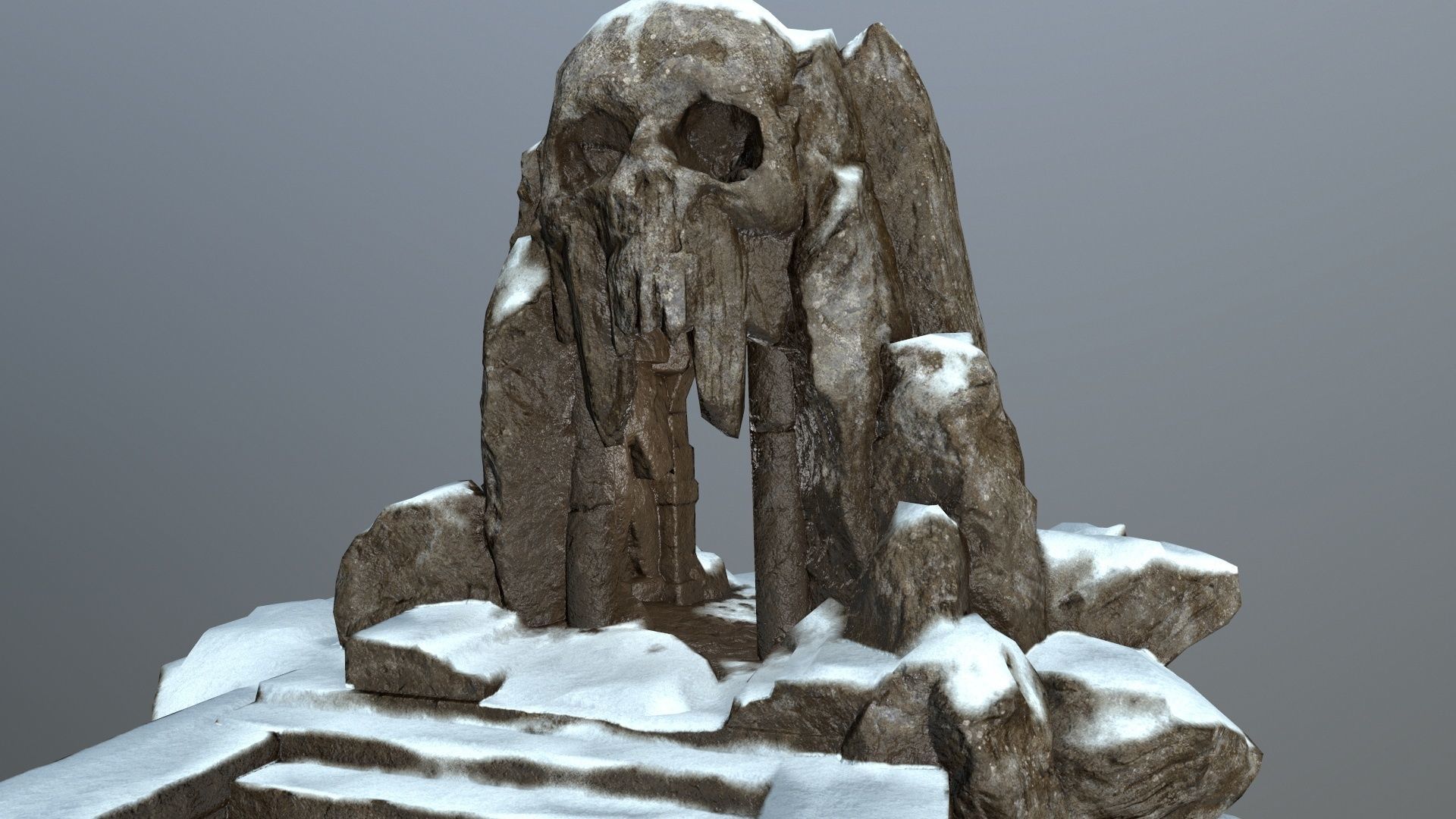 snow skull cave  Low-poly 3D model_11