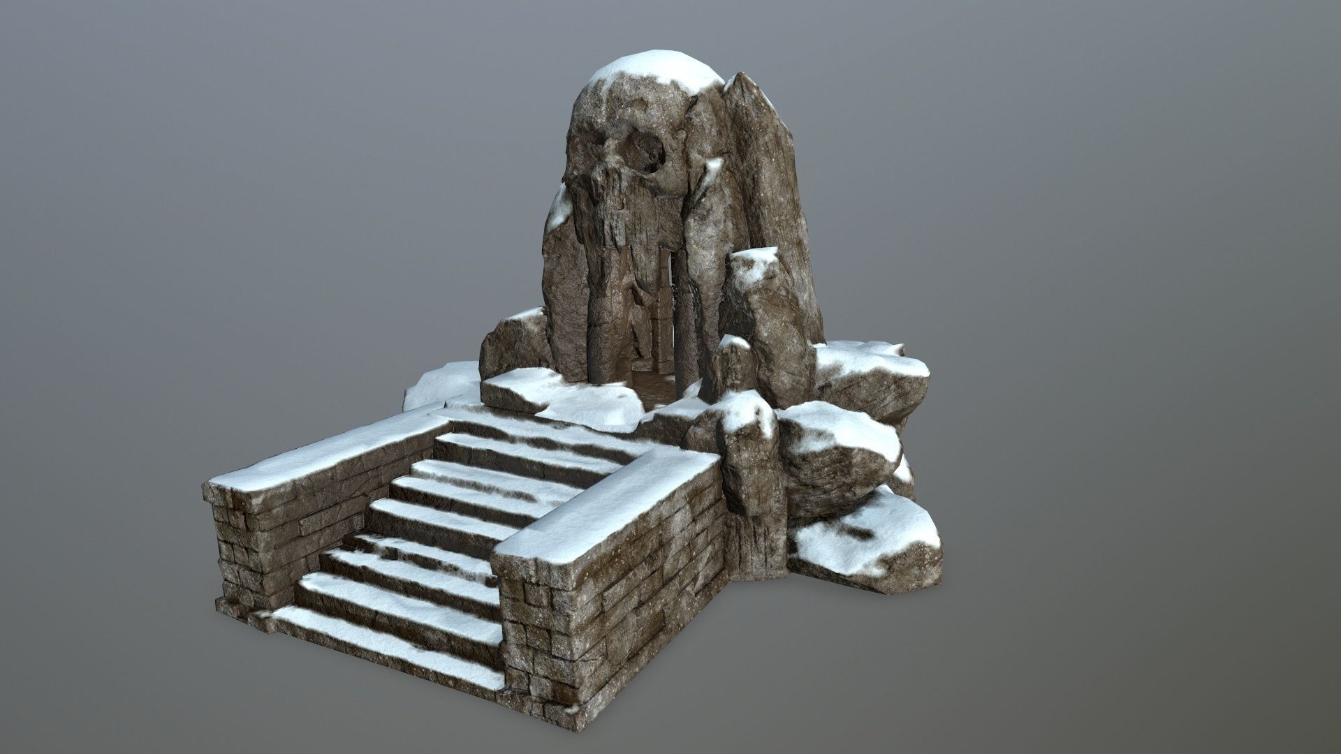 snow skull cave  Low-poly 3D model_8