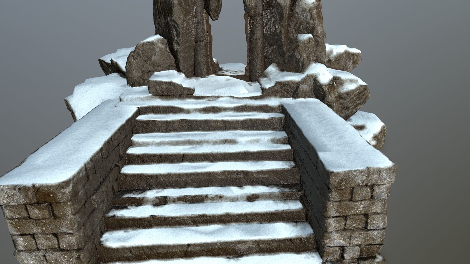 snow skull cave  Low-poly 3D model_9