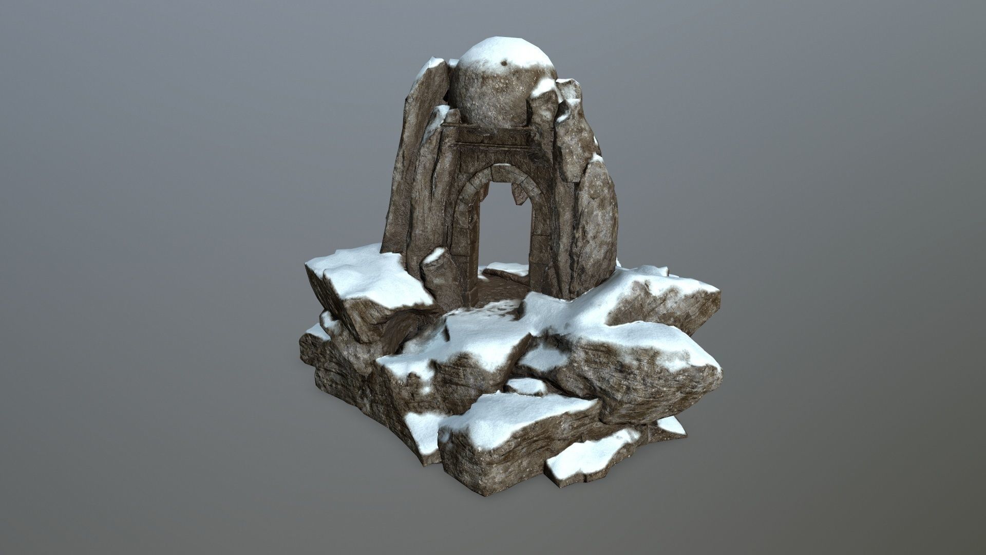 snow skull cave  Low-poly 3D model_5