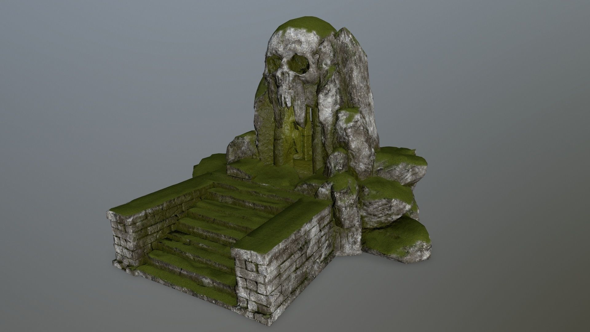 skull cave Low-poly 3D model_7