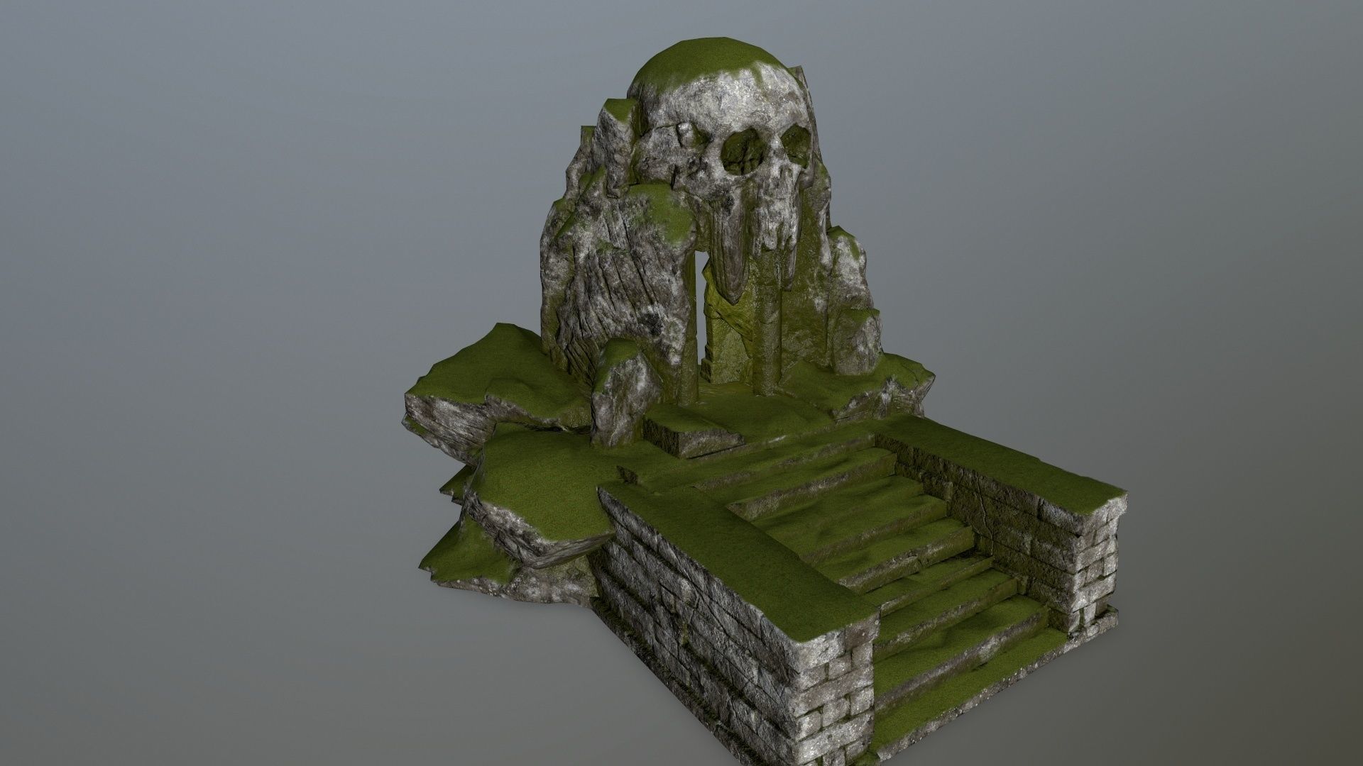 skull cave Low-poly 3D model_1
