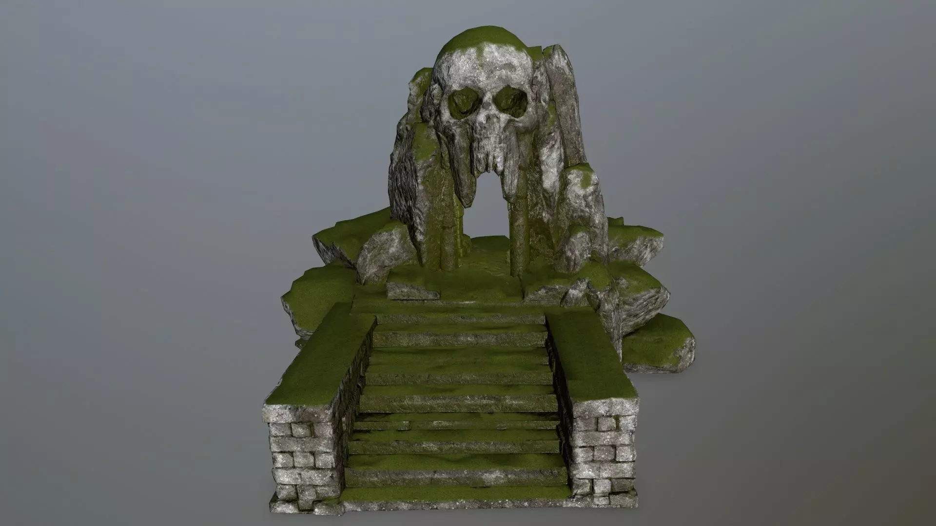 skull cave Low-poly 3D model_0