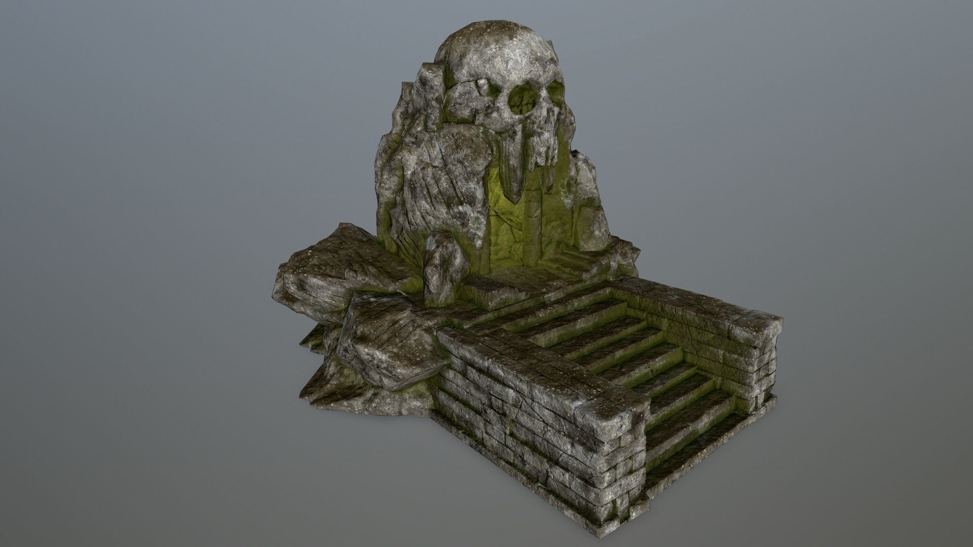 skull cave Low-poly 3D model_1