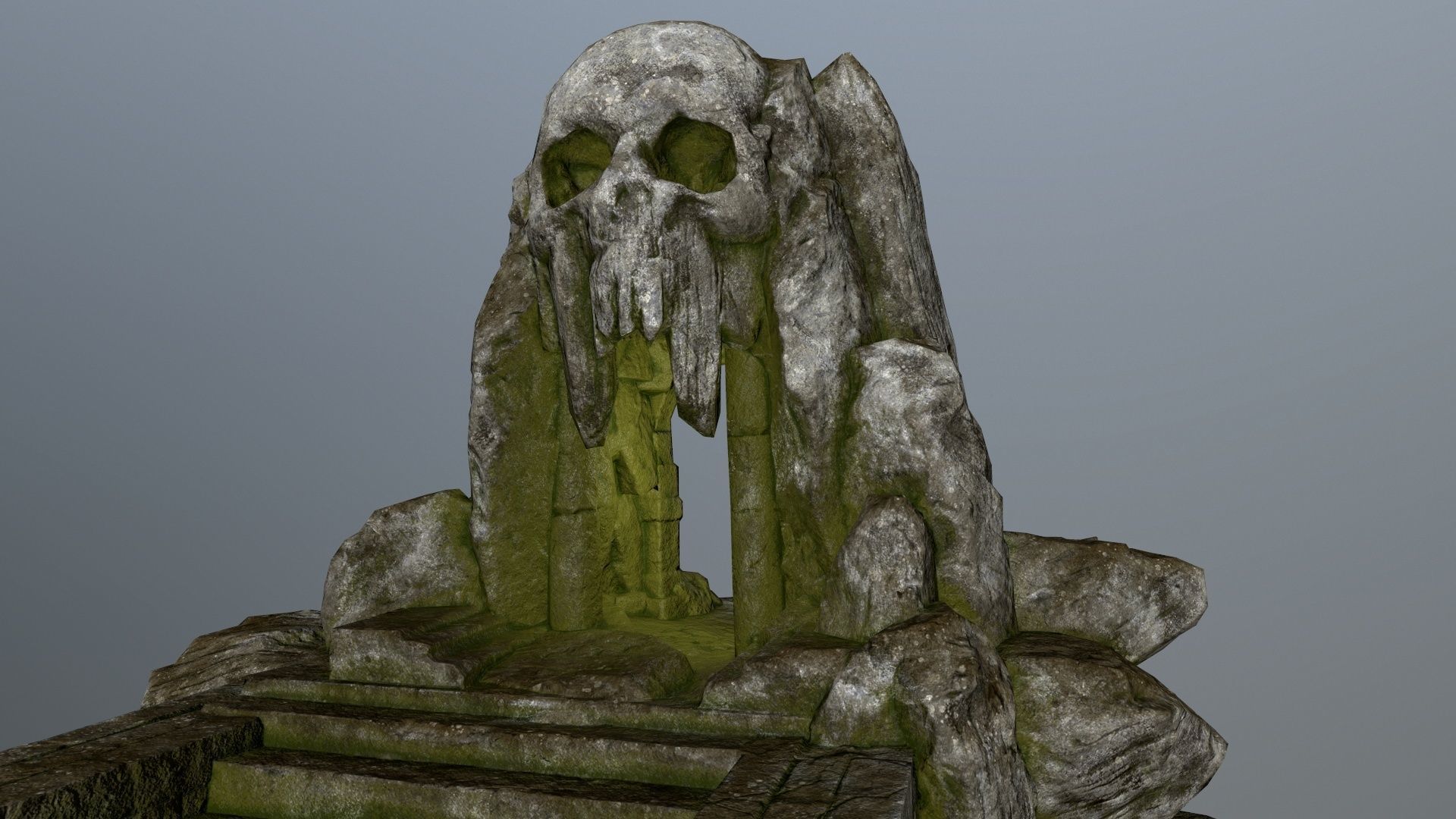 skull cave Low-poly 3D model_7