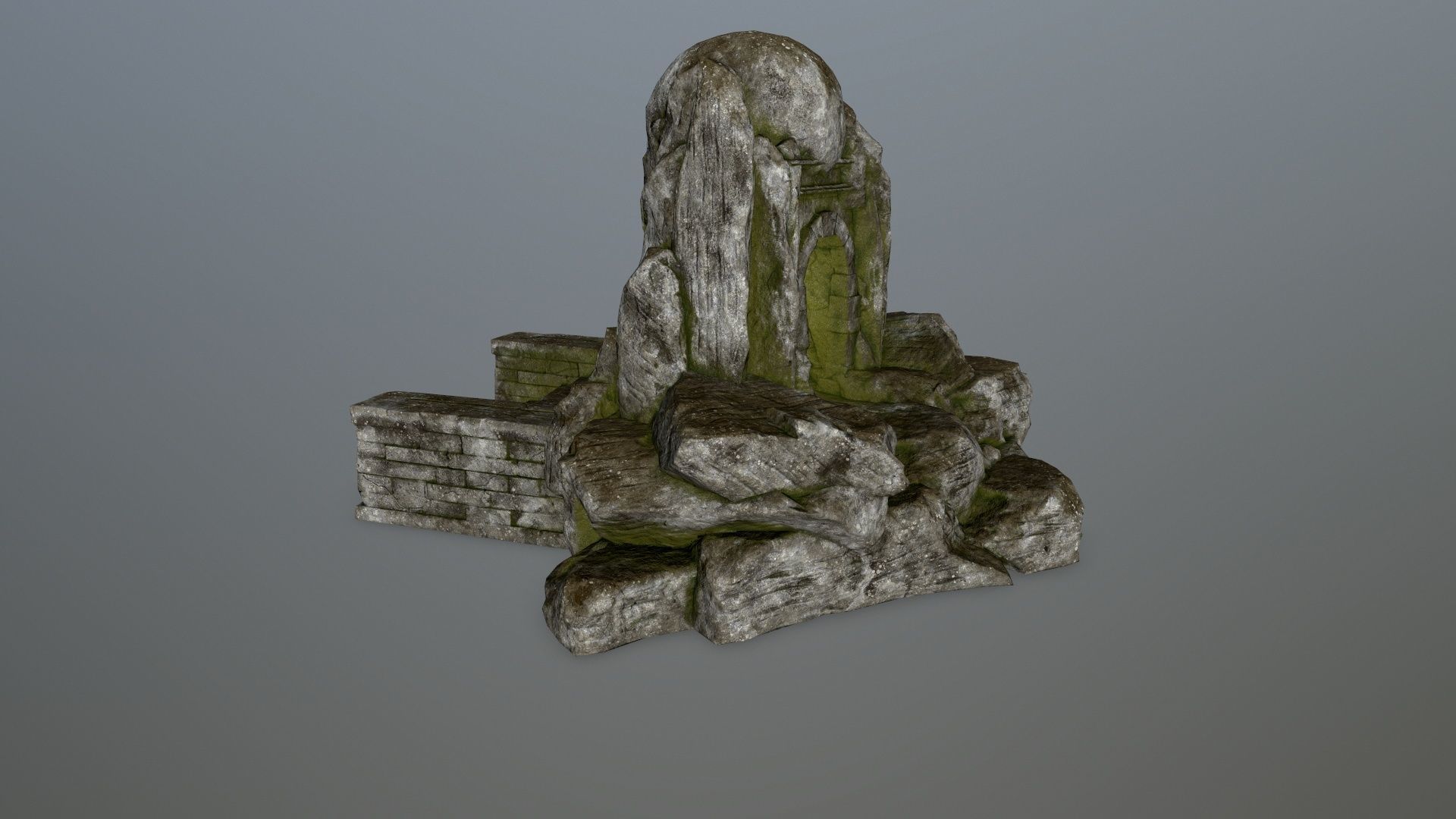 skull cave Low-poly 3D model_5