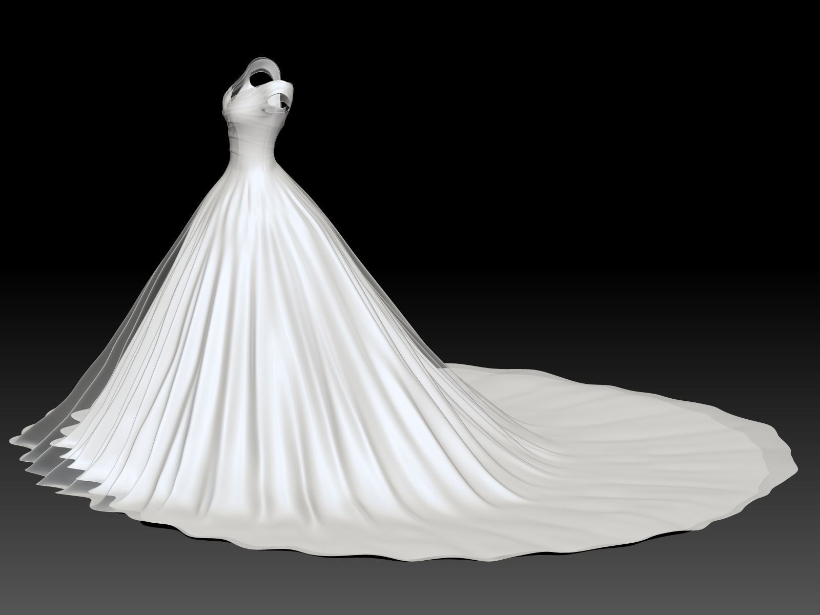 Weding dress V1 Low-poly 3D model_2