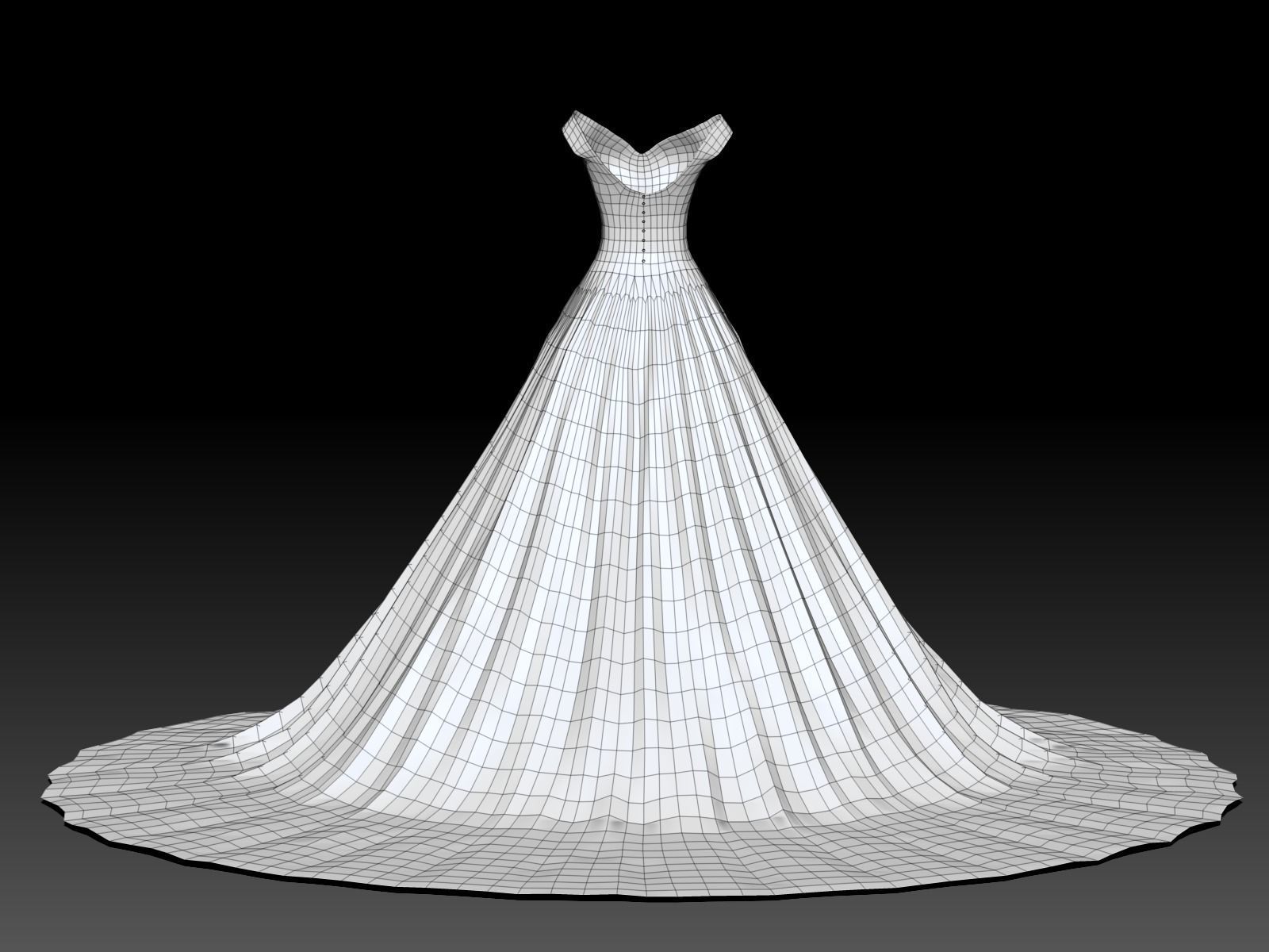 Weding dress V1 Low-poly 3D model_12