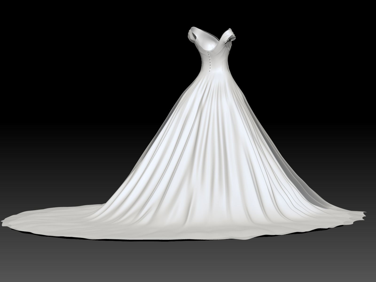 Weding dress V1 Low-poly 3D model_5