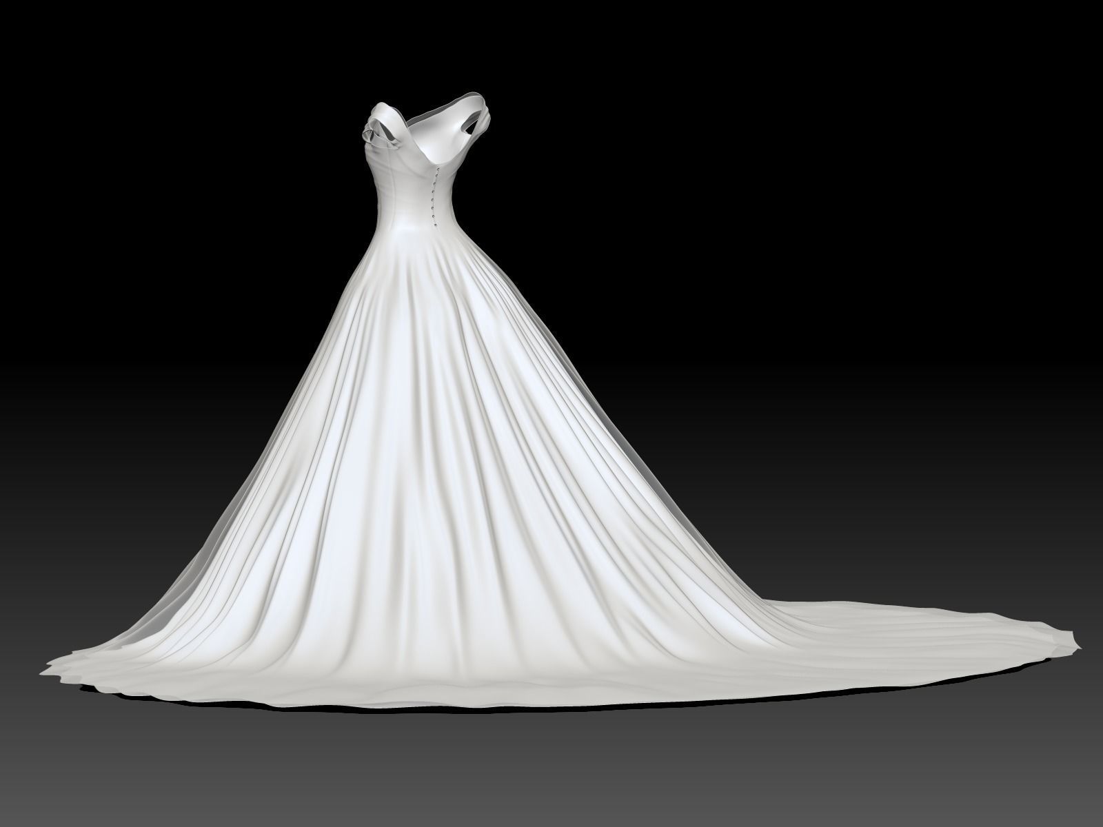 Weding dress V1 Low-poly 3D model_3