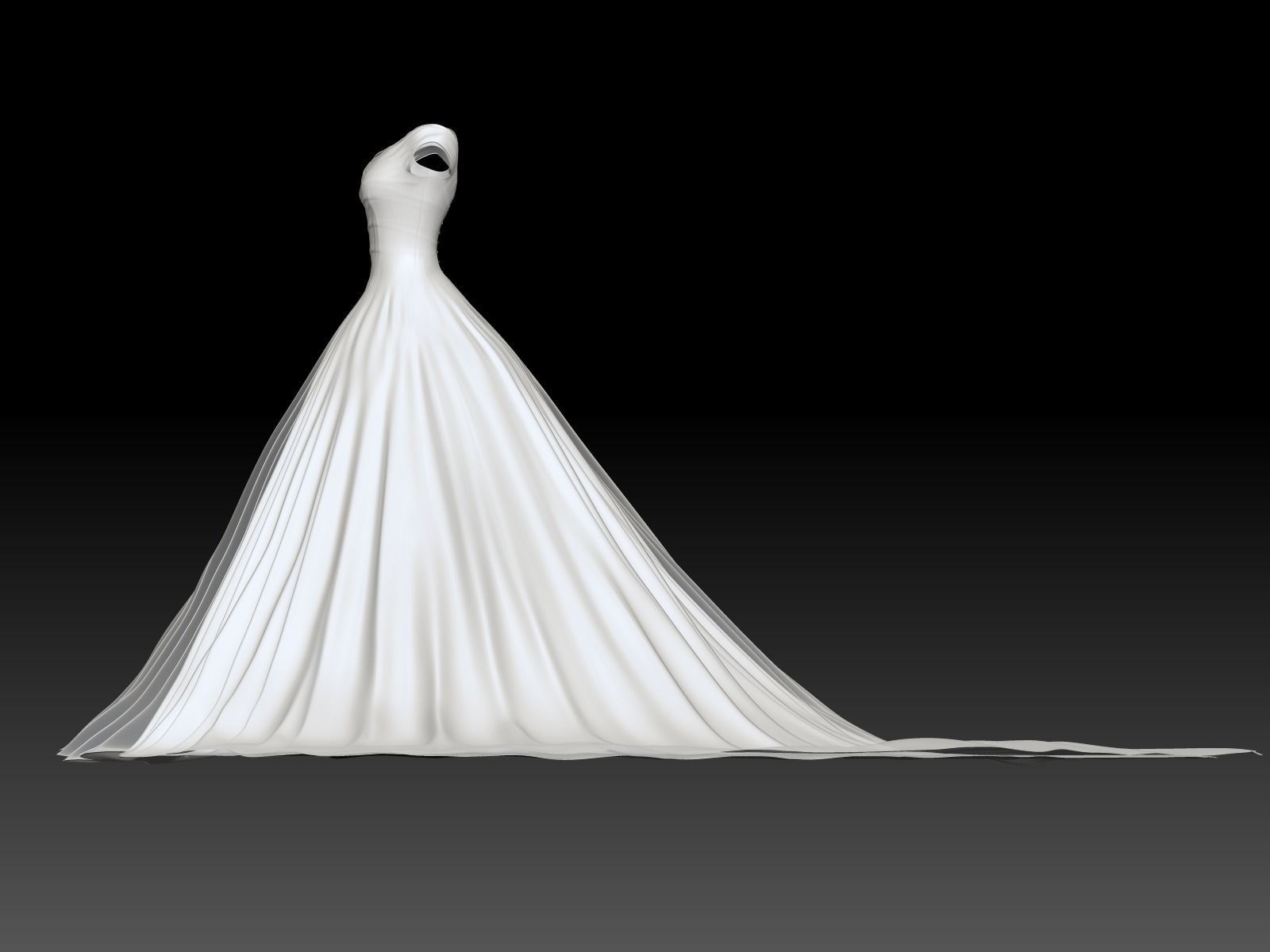 Weding dress V1 Low-poly 3D model_1