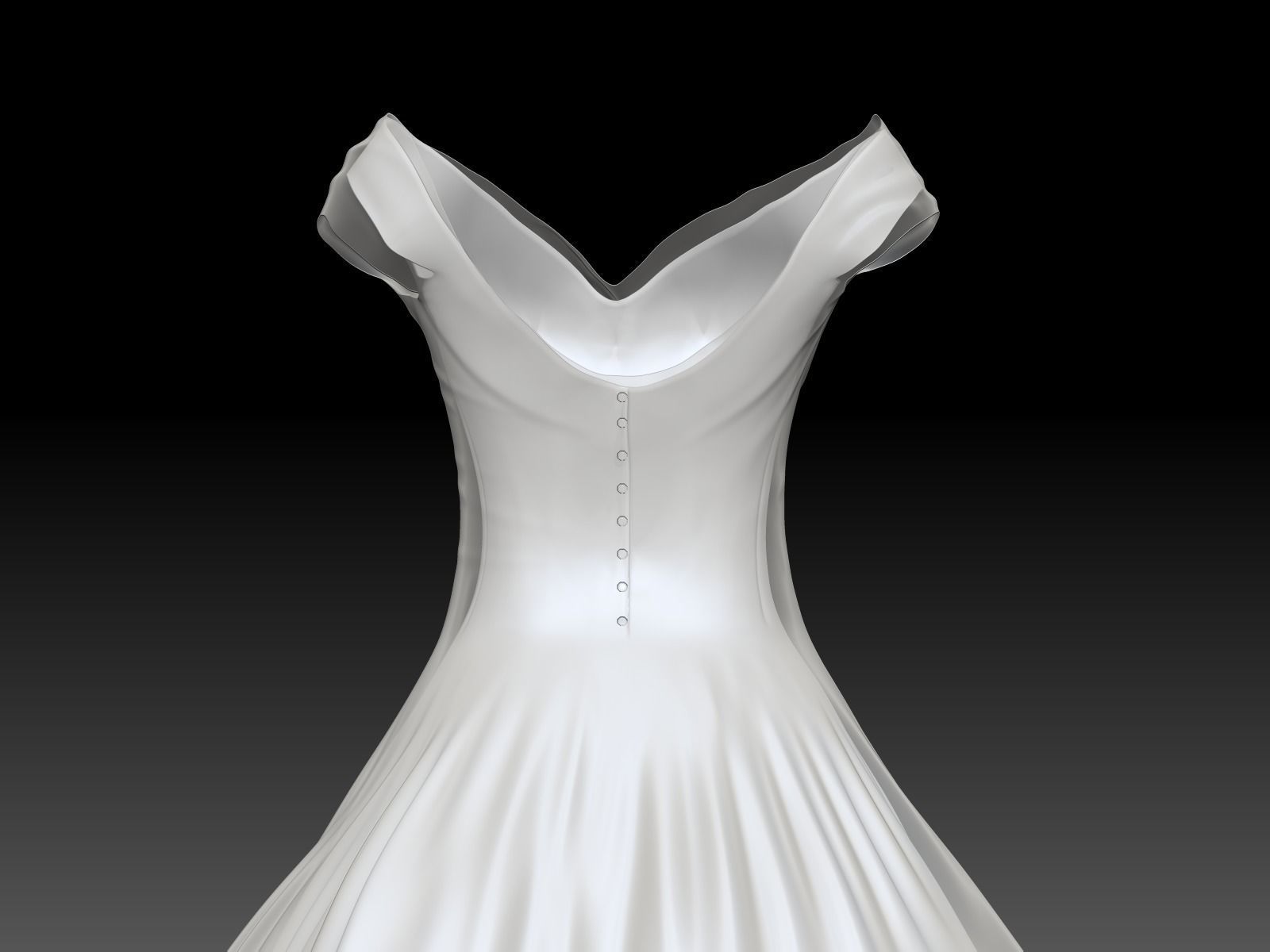 Weding dress V1 Low-poly 3D model_9