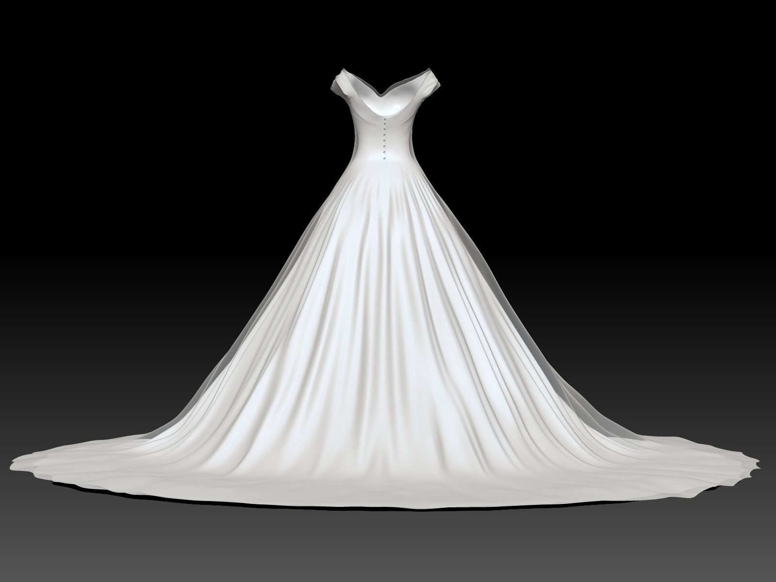 Weding dress V1 Low-poly 3D model_4