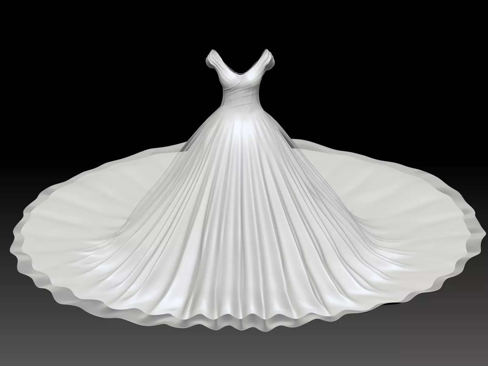 Weding dress V1 Low-poly 3D model_0