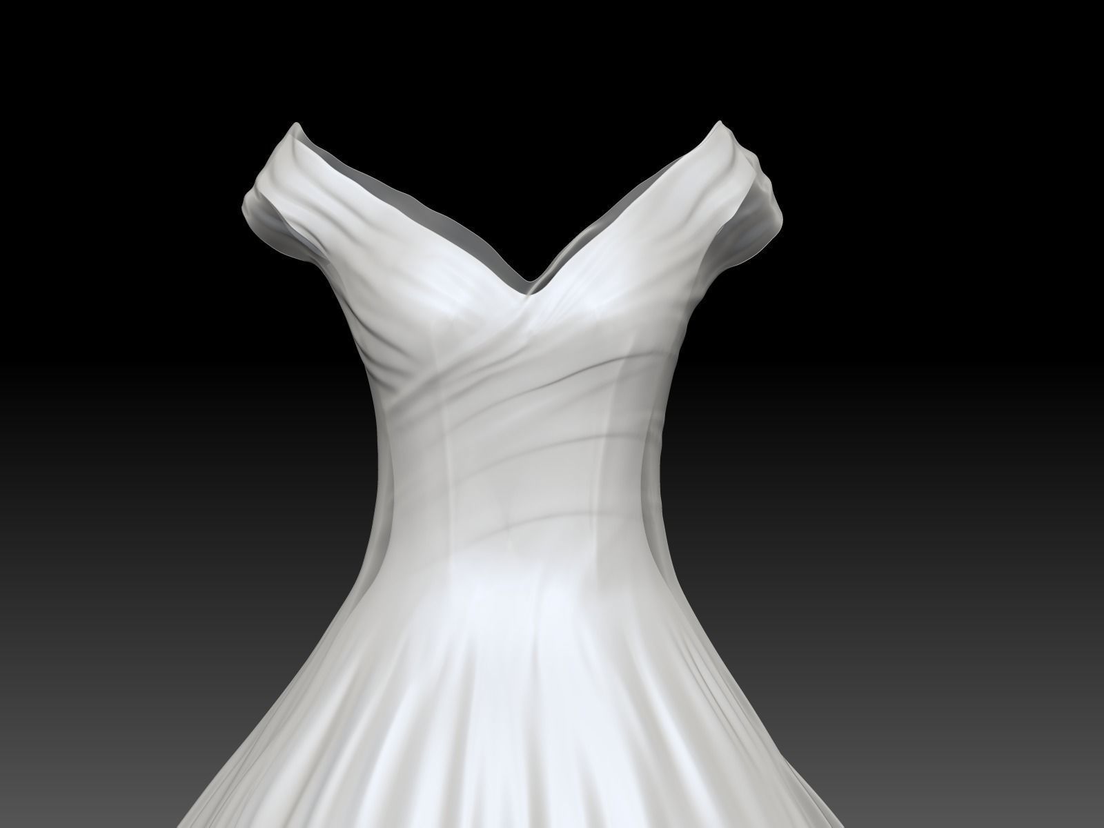 Weding dress V1 Low-poly 3D model_10